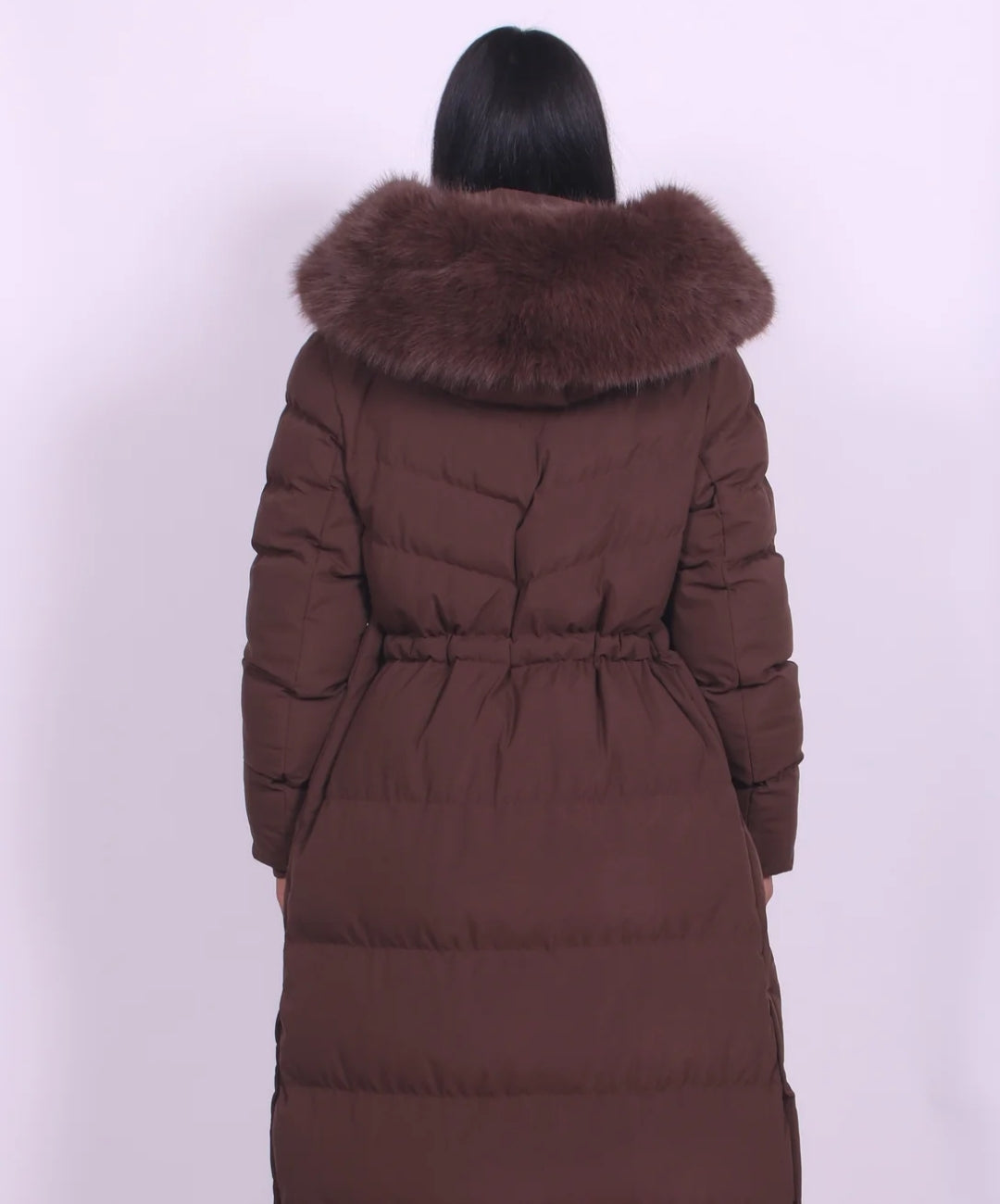 Long Hooded Puffer Coat with Fur