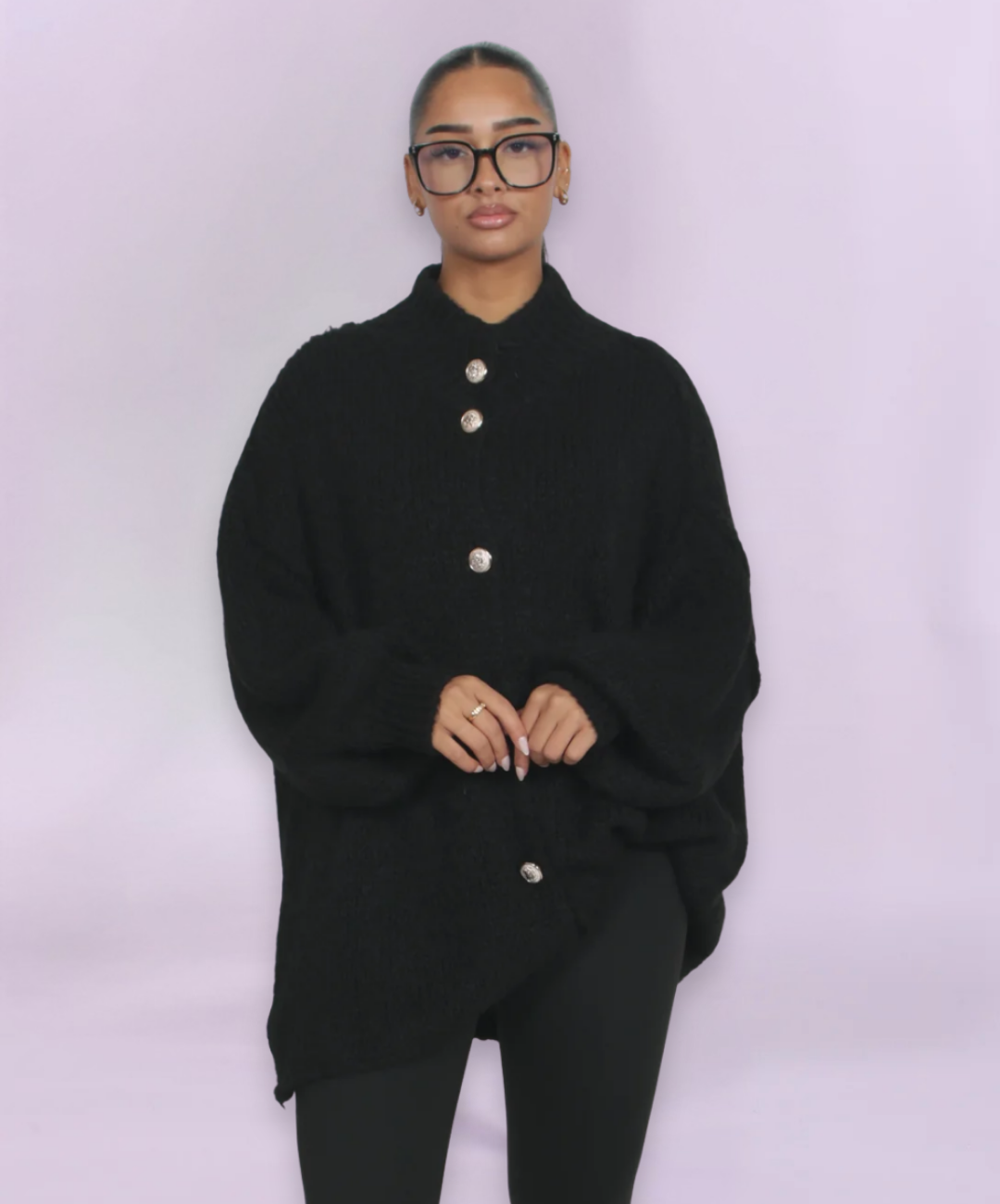 Cardigan oversize en maille noire